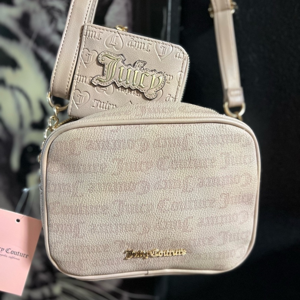 🤎🩷NWT-Juicy Couture Gothic Dots Cafe Bestsellers Camera Crossbody & wallet🤎🩷